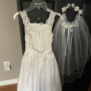 First communion dress with veil